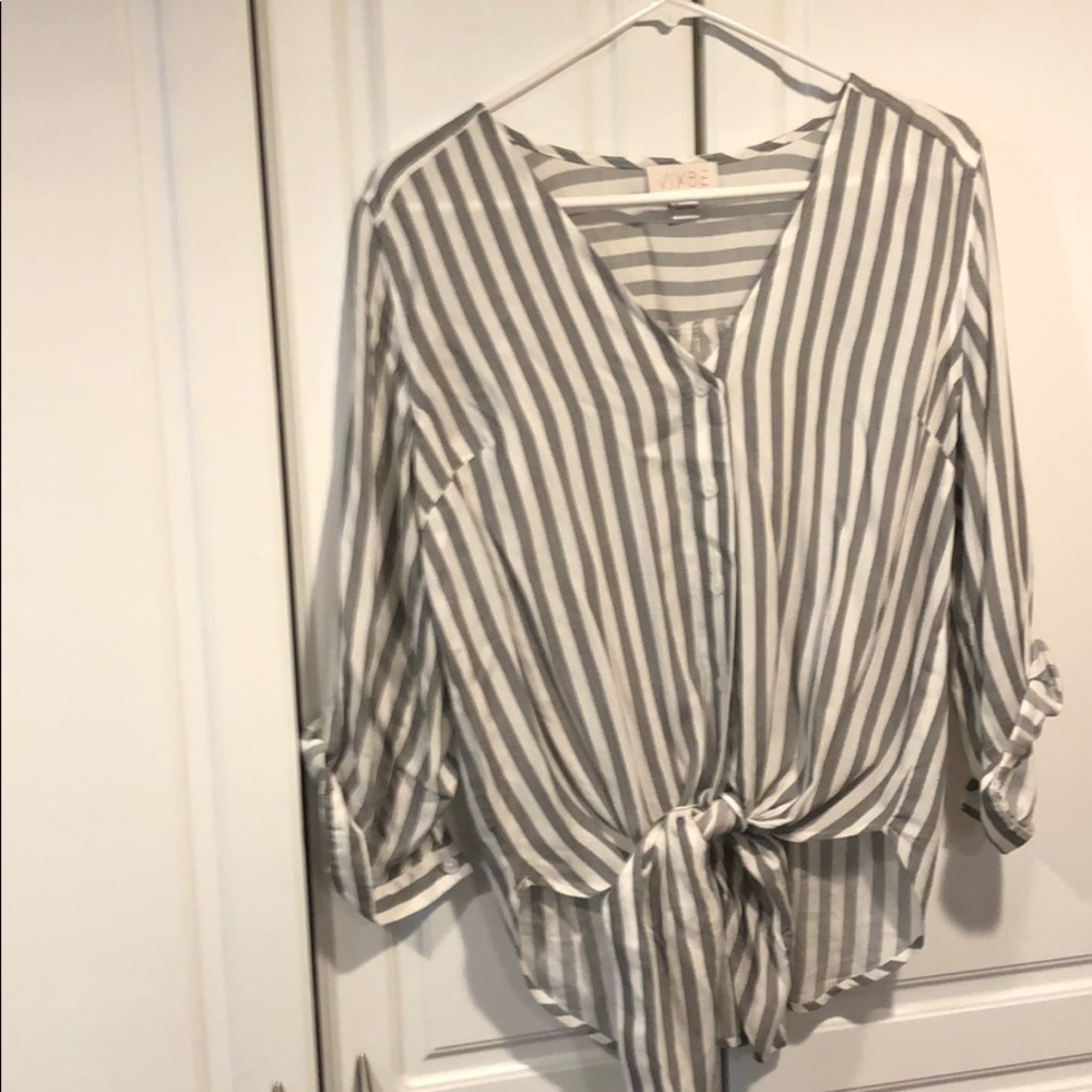 B&W striped button up